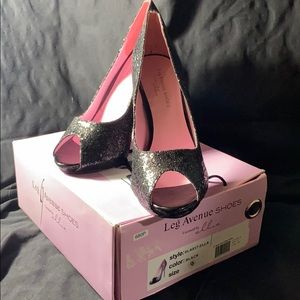 NIB Leg Avenue Ella 5” Ella Black Glitter Pump Sz9